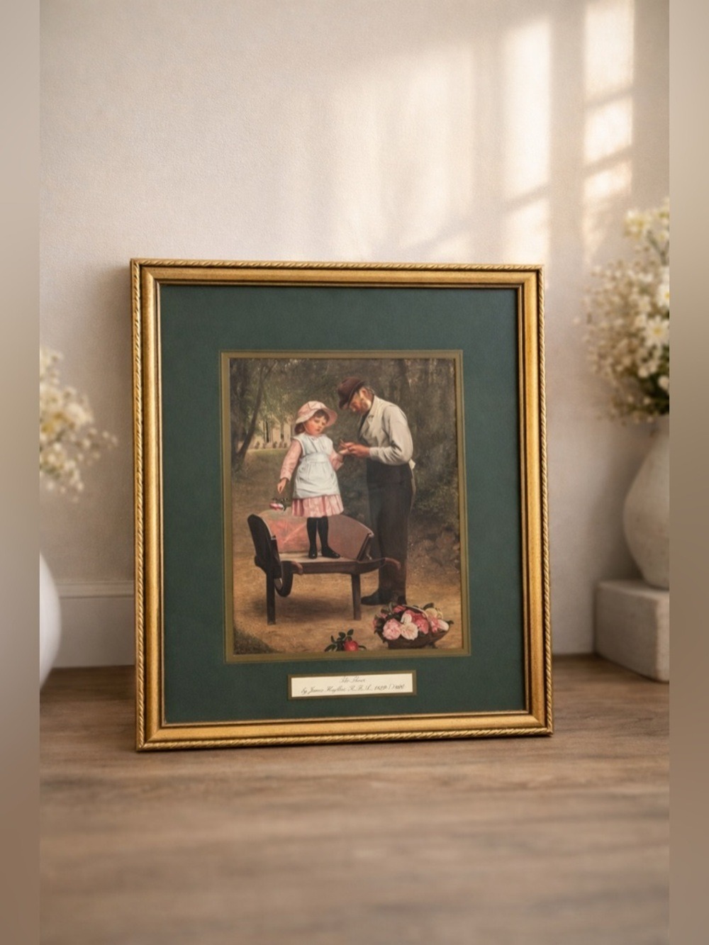 Vintage Gold Framed Print “The Thorn” by James Hayllar • Collectible Wall Art